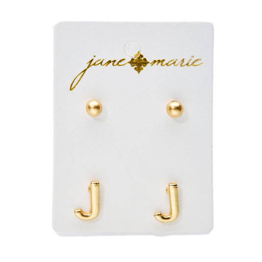 2 Stud, Block "J" Initial Earring
