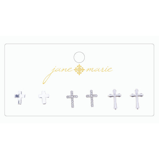 3 Stud, Bee, Rhinestone Bar, and Rose Quartz Hexagon Earring