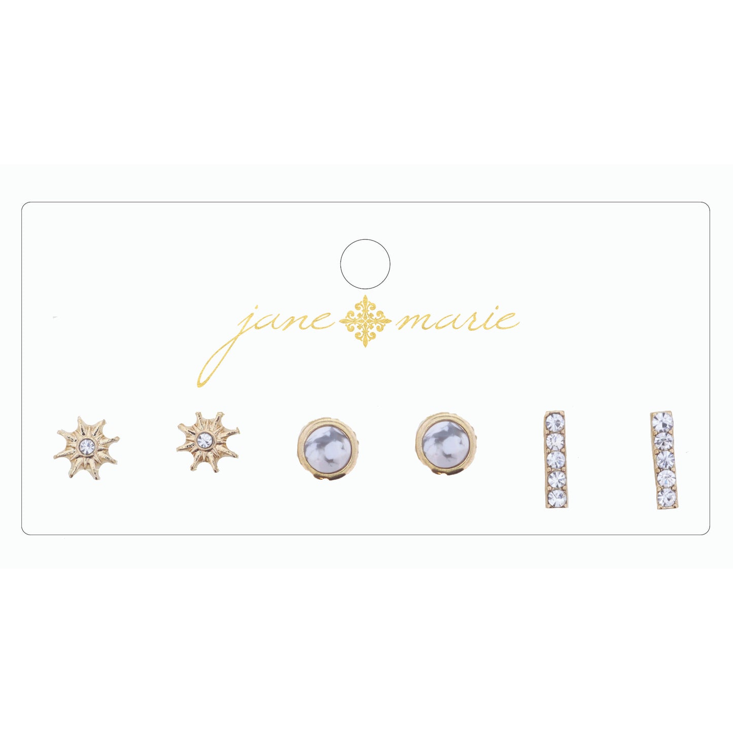 3 Stud, Howlite Circle, Rhinestone Bar, and Star Earring
