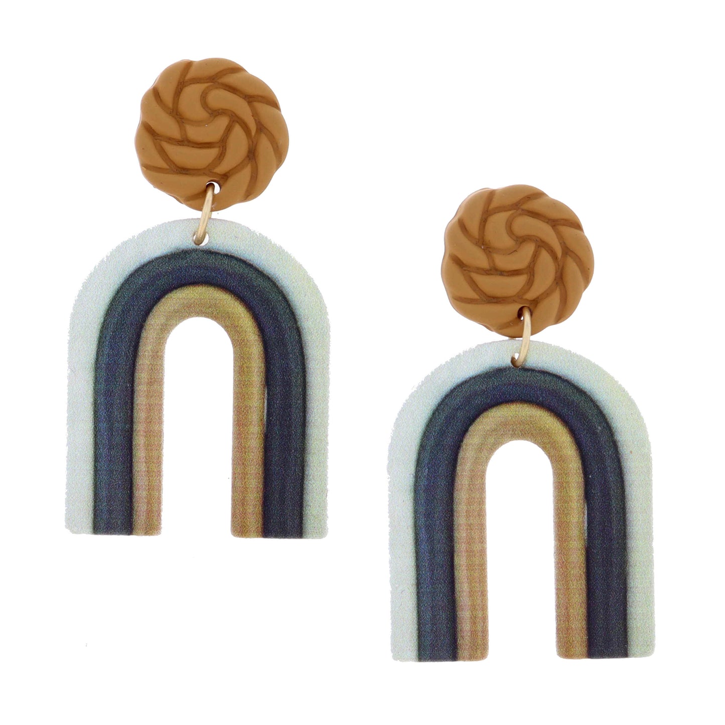 Weaved Circle Post, Muted Rainbow Earring