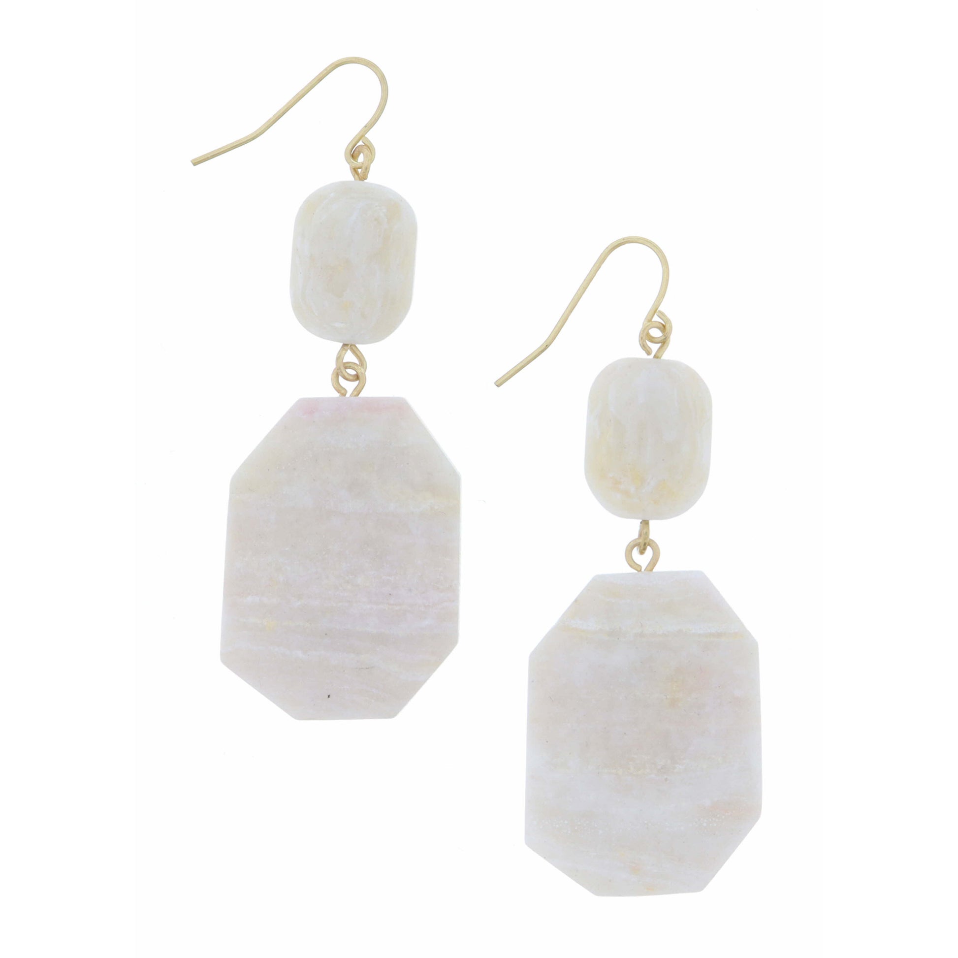 White Agate Squares Earring
