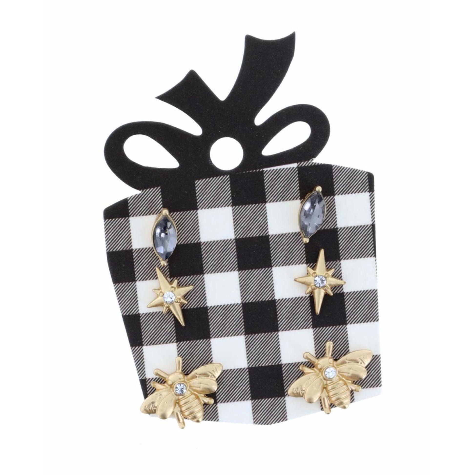 Black Diamond , Star, Bee Earring