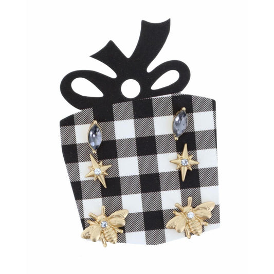 Black Diamond , Star, Bee Earring