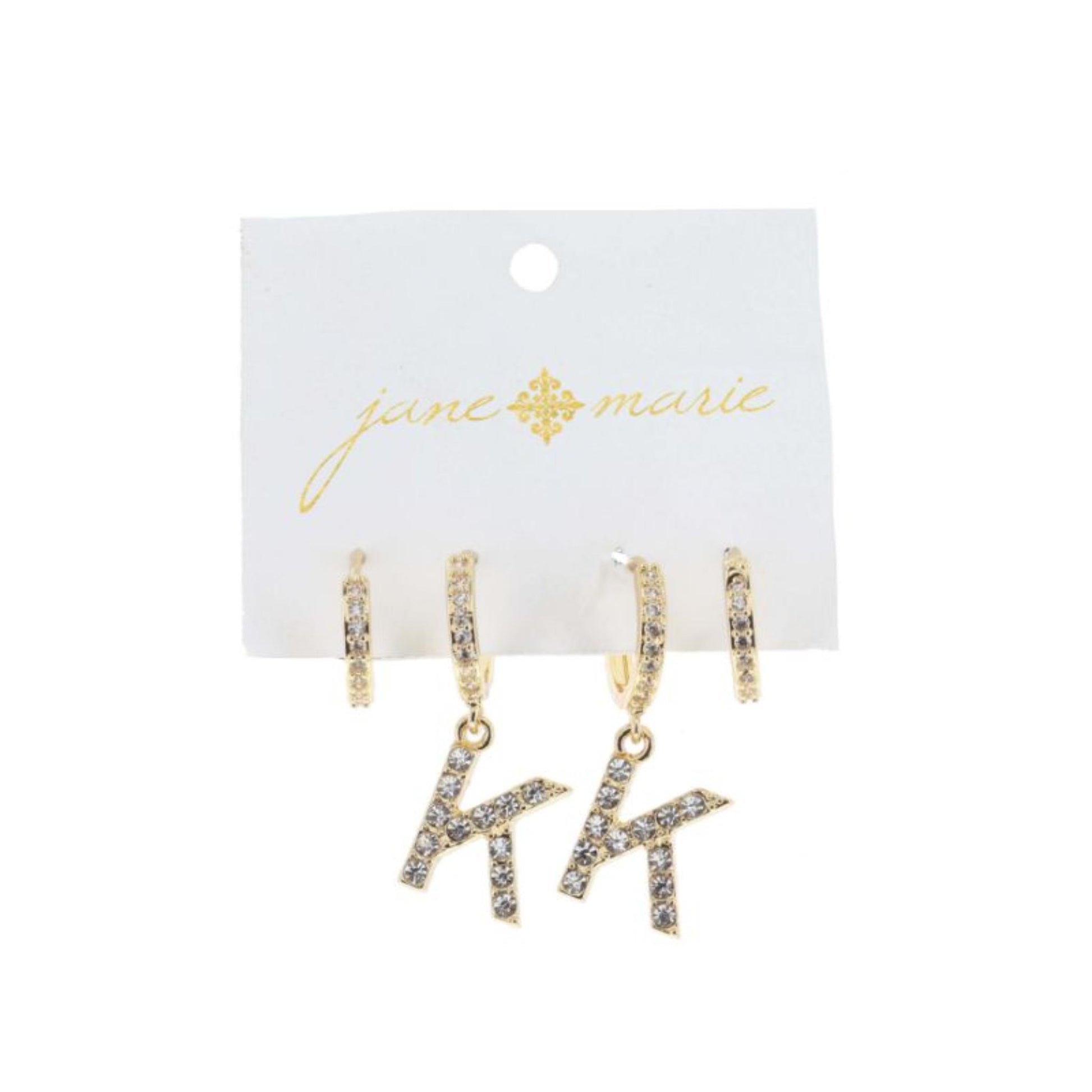 Set of 2, Crystal Huggie, Crystal Huggie with Crystal "K" Earrings