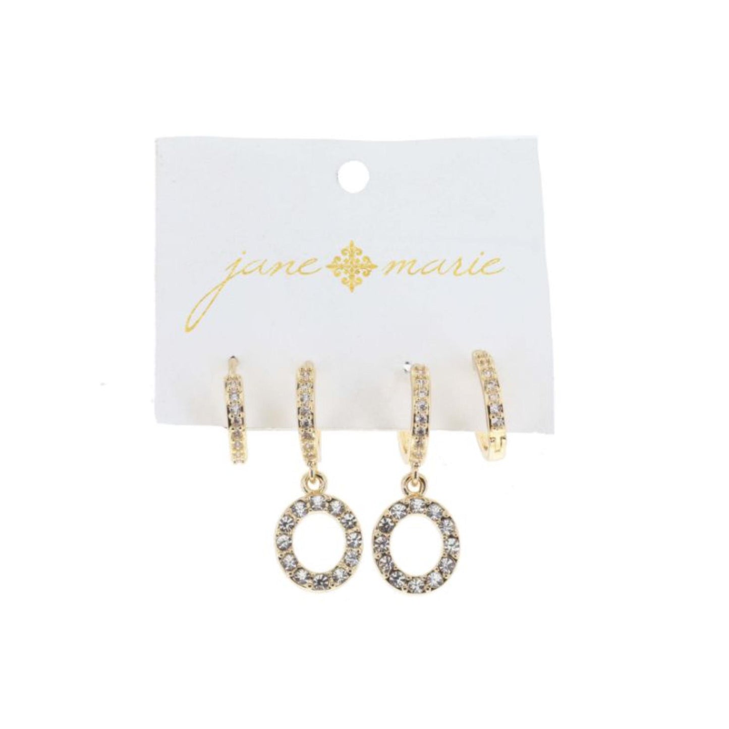 Set of 2, Crystal Huggie, Crystal Huggie with Crystal "O" Earrings