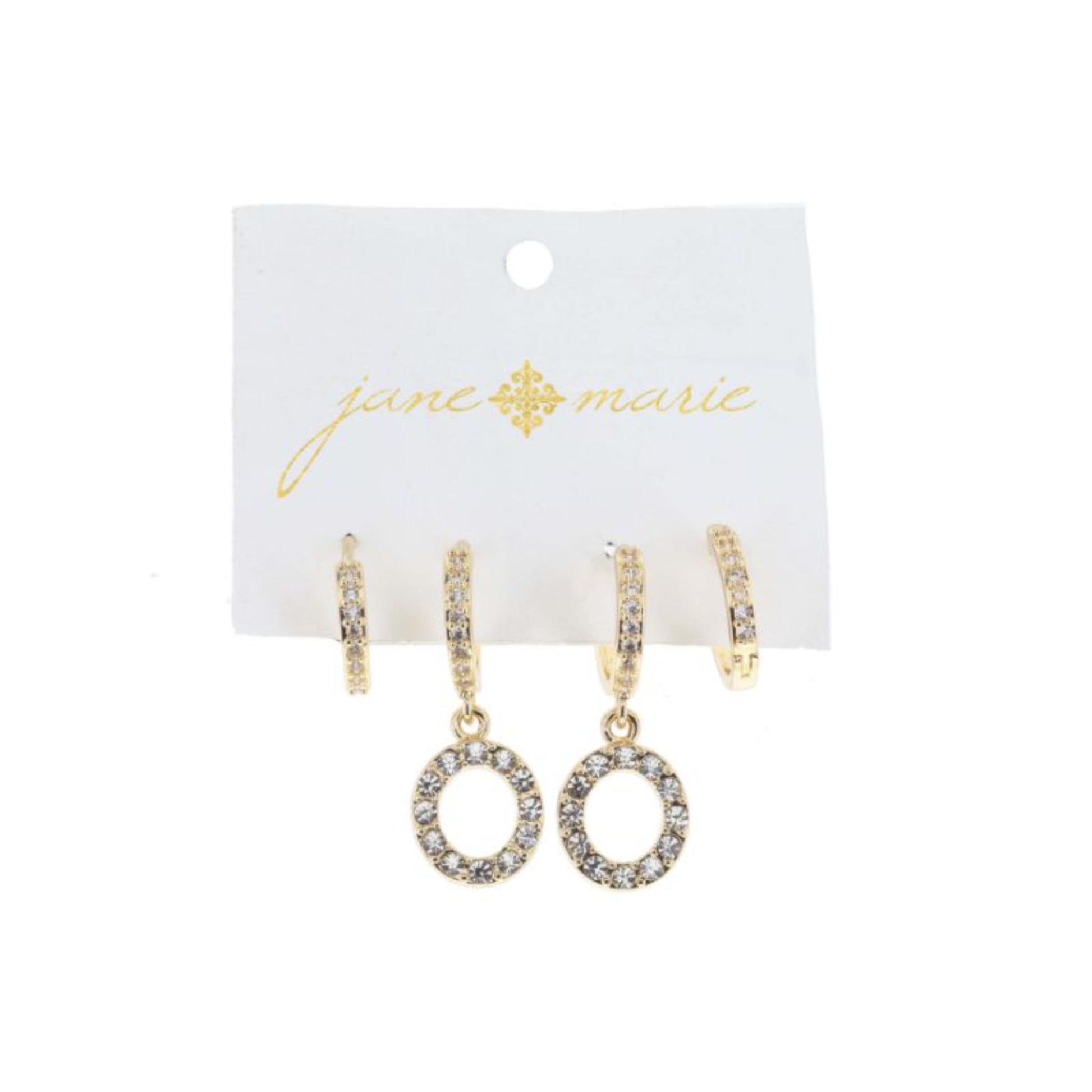 Set of 2, Crystal Huggie, Crystal Huggie with Crystal "O" Earrings