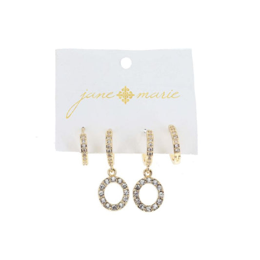 Set of 2, Crystal Huggie, Crystal Huggie with Crystal "O" Earrings