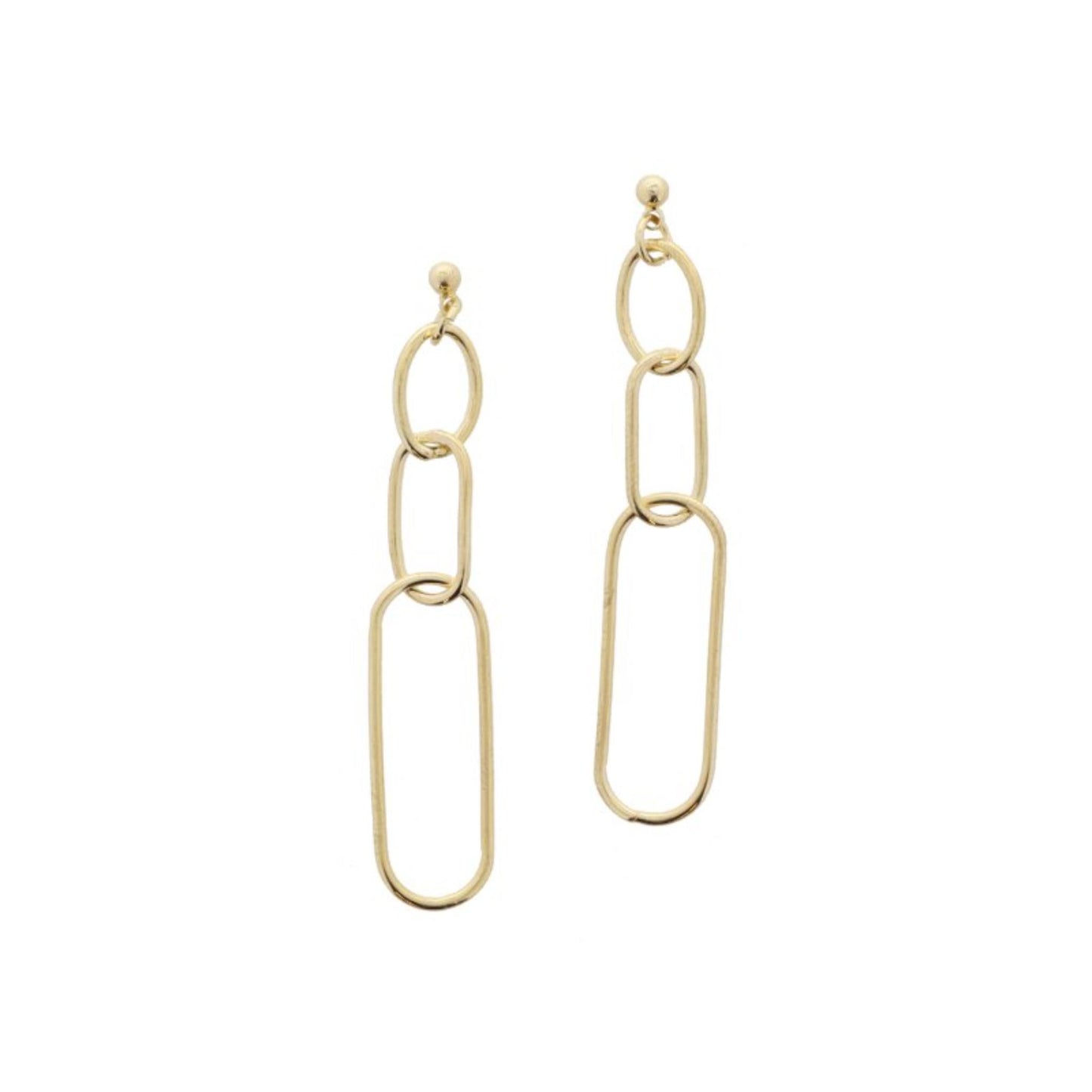 Gold Oval, Paperclip, Large Paperclip Links Earrings
