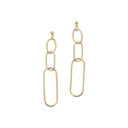 Gold Oval, Paperclip, Large Paperclip Links Earrings
