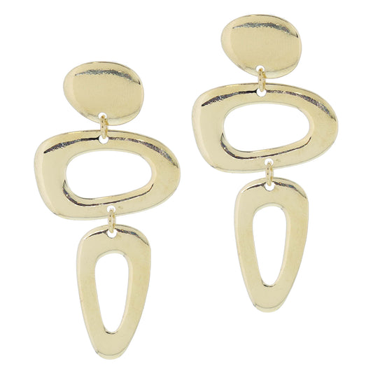 Gold Oval Post with Stacked Abstract Open Ovals Earrings