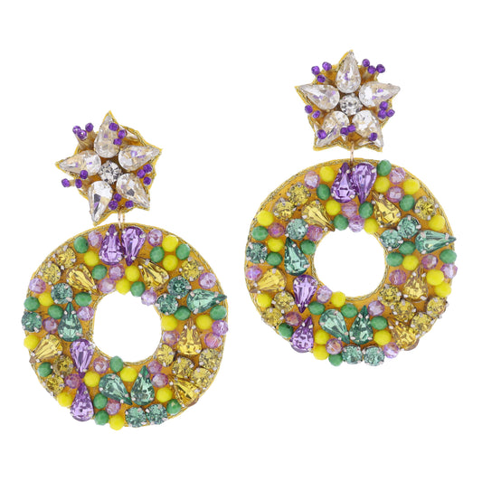 Clear Crystal Star Post with Beaded Accents and Multi Beaded and Crystal King Cake Earrings