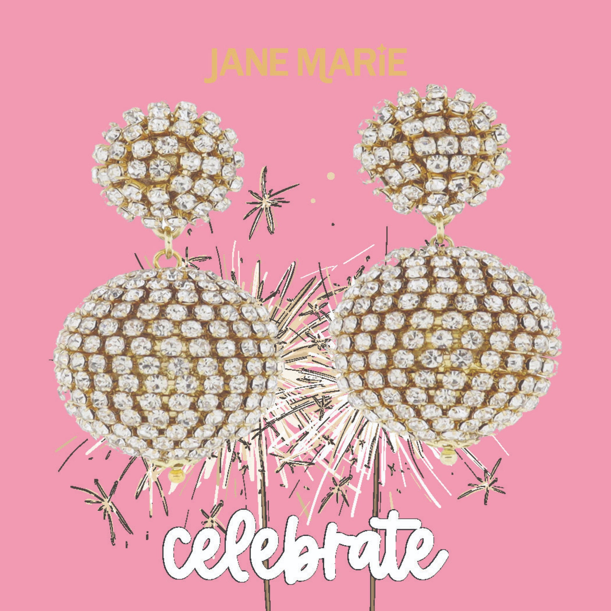 Pave Mini Crystal Dome Post and Pave Mini Crystal Wrapped Chunky Sphere Earrings