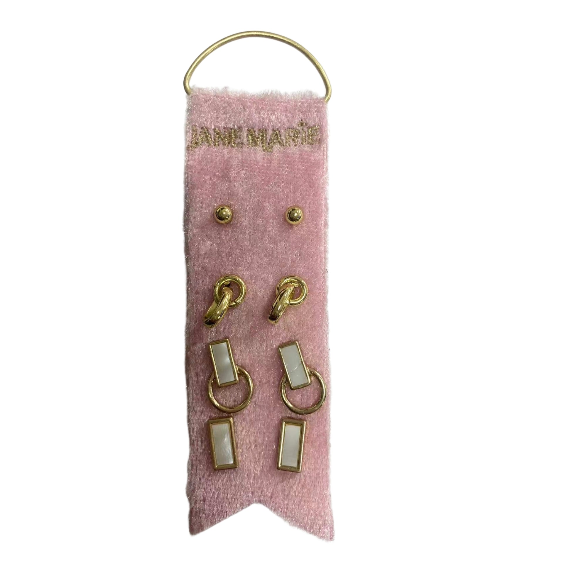 Ball, Links, Shell Inlay Rectangle, Shell Inlay Rectangle with Ring Earrings Stud Set