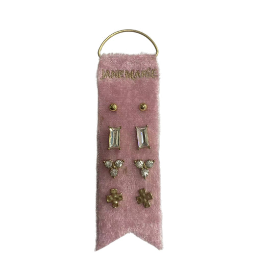 Ball, Large Baguette Crystal, Hammered Cross, Trio Crystals Earrings Stud Set