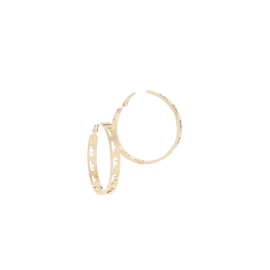 Gold Initial "F" Hoop Earring