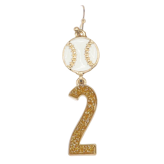 Build Your Players Team Number Baseball with Number 2 Earring