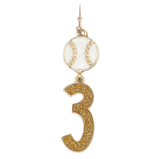 Build Your Players Team Number Baseball with Number 3 Earring