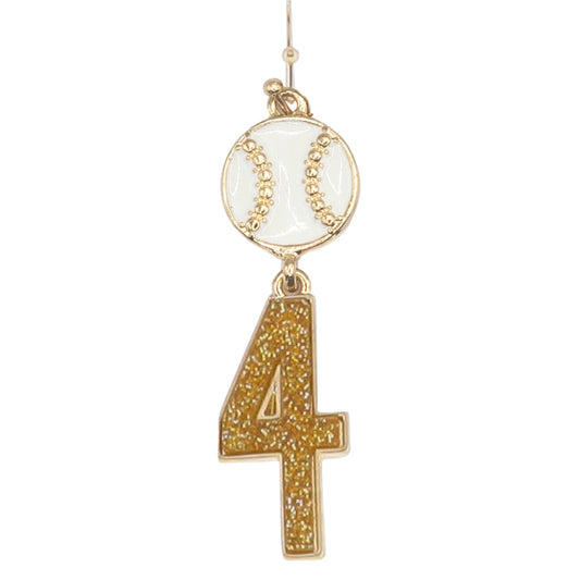 Build Your Players Team Number Baseball with Number 4 Earring
