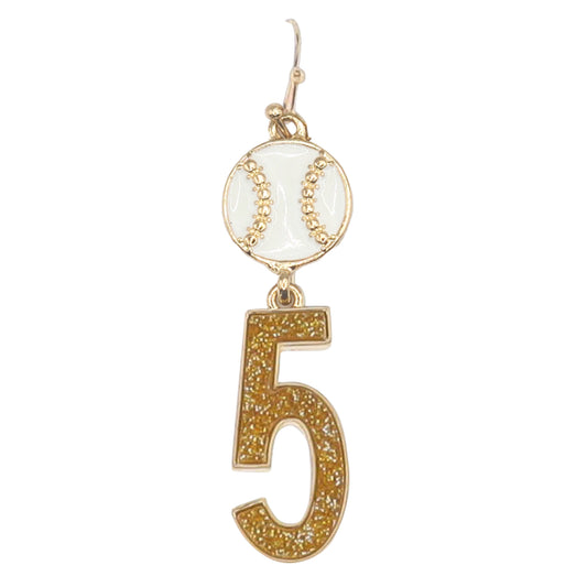 Build Your Players Team Number Baseball with Number 5 Earring