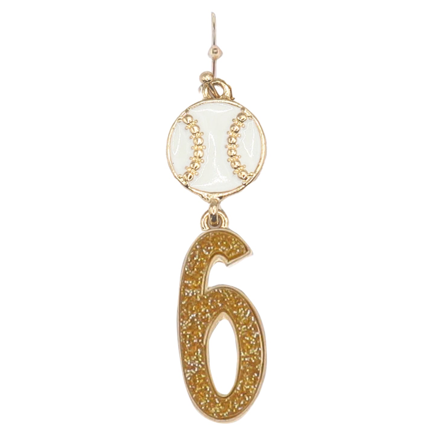 Build Your Players Team Number Baseball with Number 6 Earring