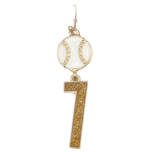 Build Your Players Team Number Baseball with Number 7 Earring