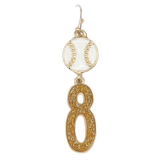 Build Your Players Team Number Baseball with Number 8 Earring