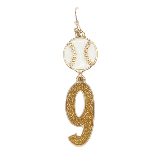 Build Your Players Team Number Baseball with Number 9 Earring