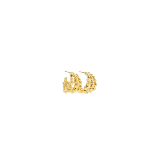 18K Gold Plated Triple Layer Ball Hoop Earring