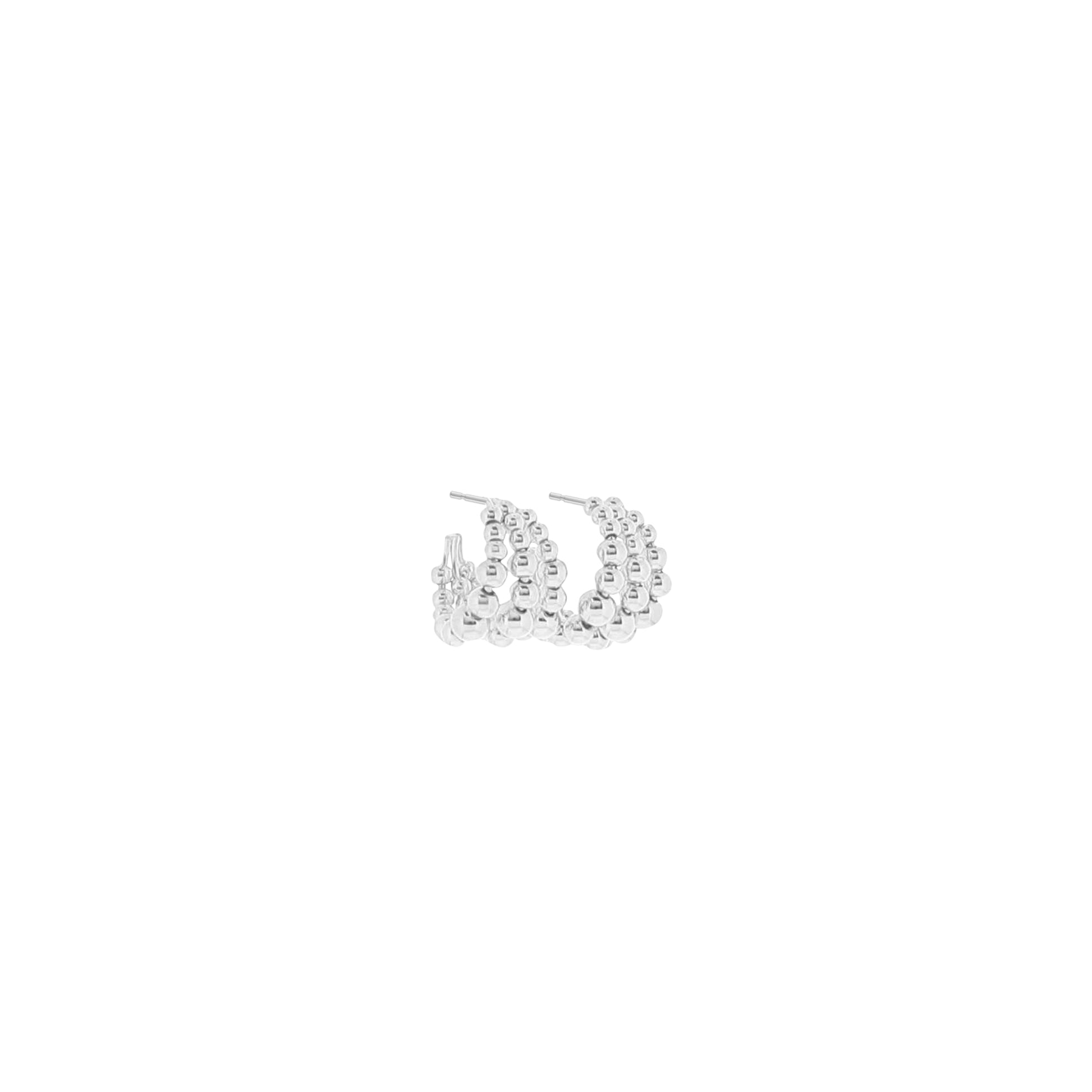 18K Gold Plated White Gold Triple Layer Ball Hoop Earring
