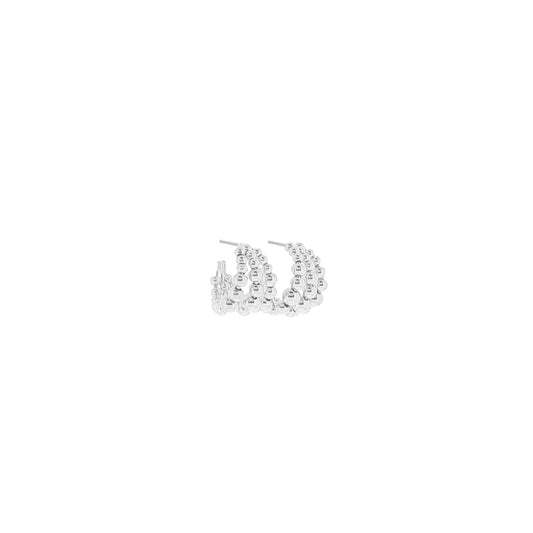 18K Gold Plated White Gold Triple Layer Ball Hoop Earring