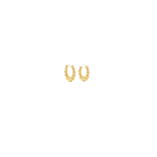 18K Gold Plated Small Gold Ball Huggie Earring