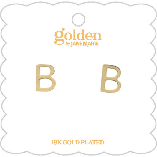 Kids 18K Gold Plated Initial "B" Stud Earring