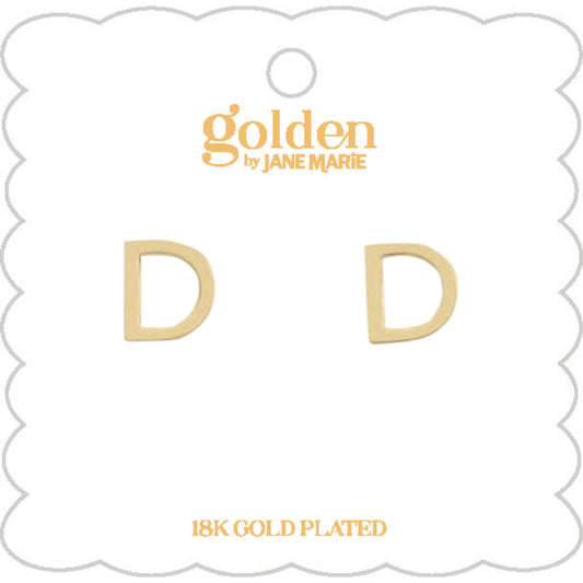 Kids 18K Gold Plated Initial "D" Stud Earring