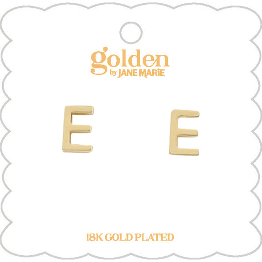 Kids 18K Gold Plated Initial "E" Stud Earring