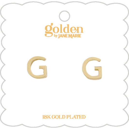 Kids 18K Gold Plated Initial "G" Stud Earring