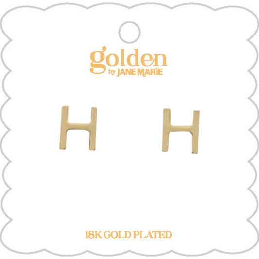 Kids 18K Gold Plated Initial "H" Stud Earring