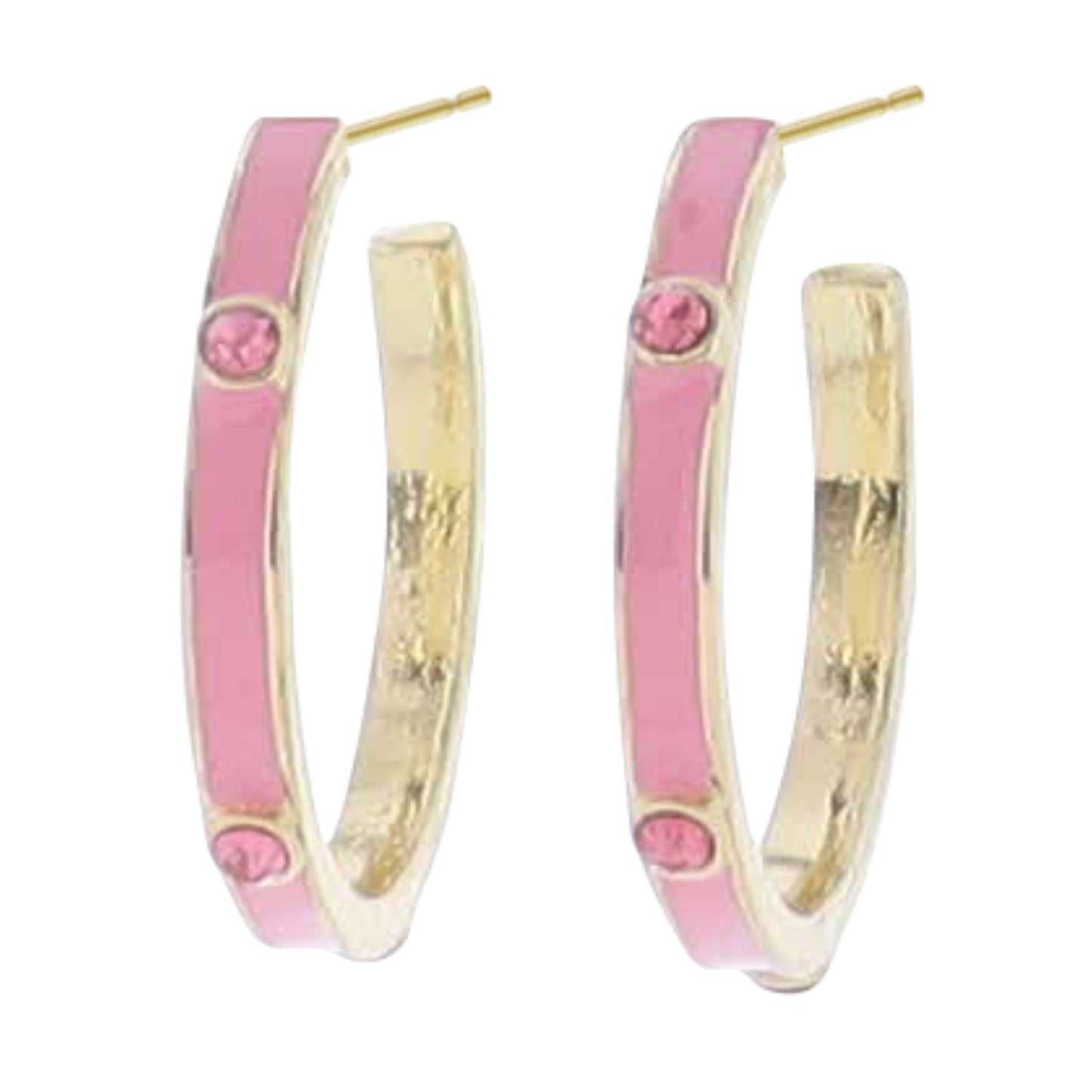 Pink Enamel with Pink Crystals Earring