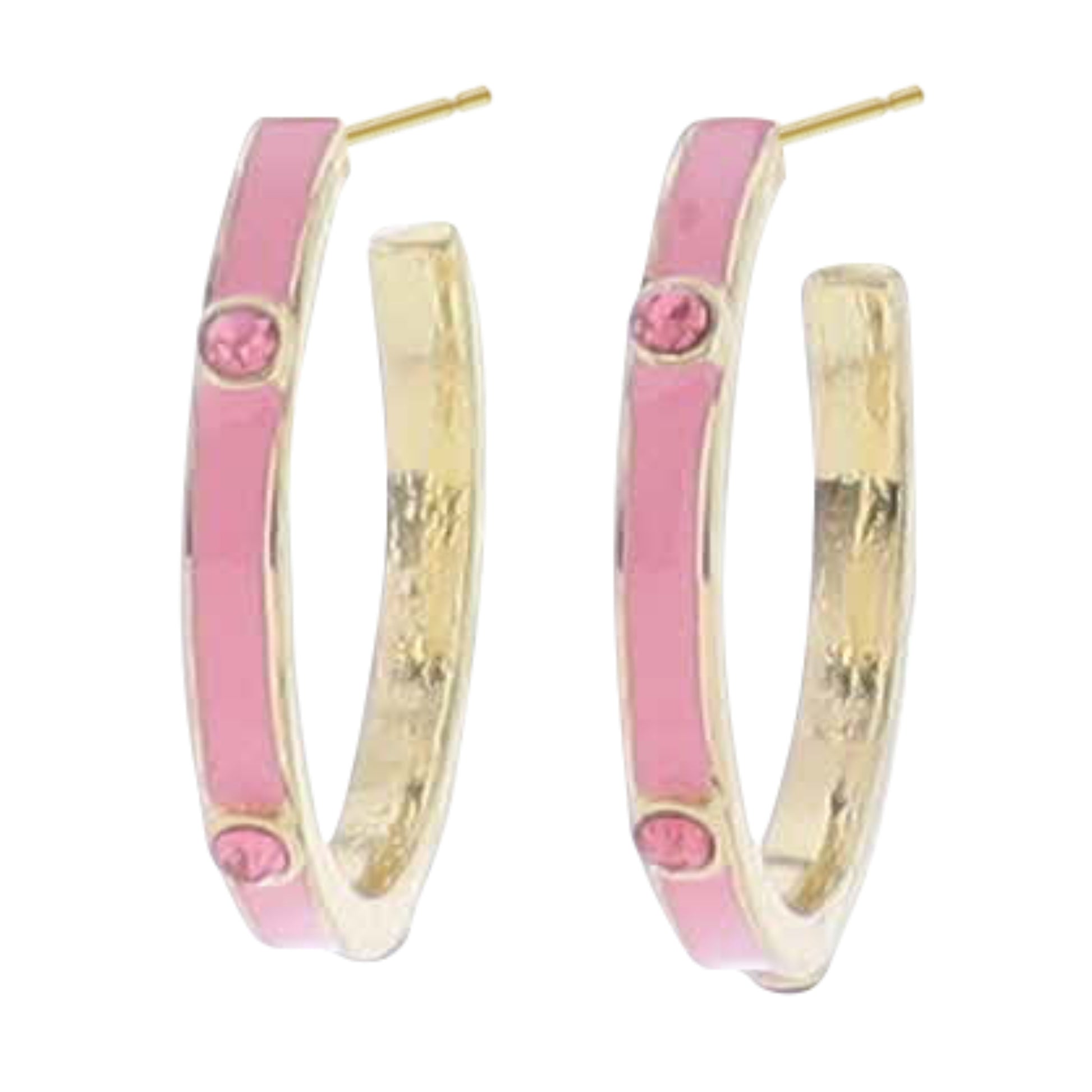 Pink Enamel with Pink Crystals Earring