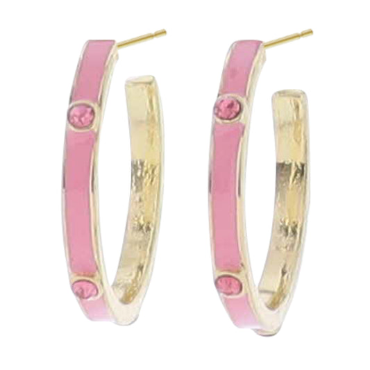 Pink Enamel with Pink Crystals Earring