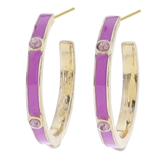 Purple Enamel with Purple Crystals Earring