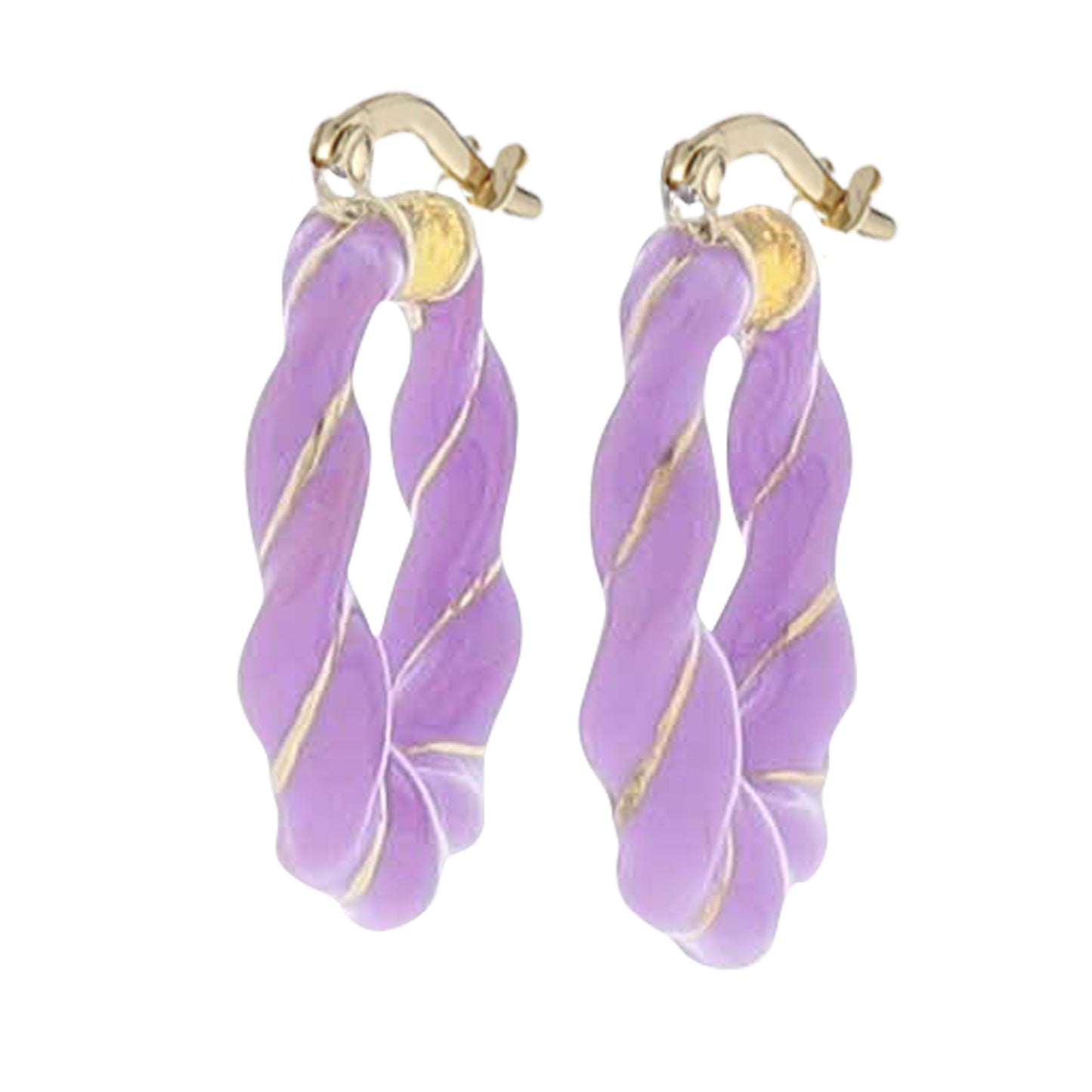 Lavender Enamel Twisted Hoop Earring