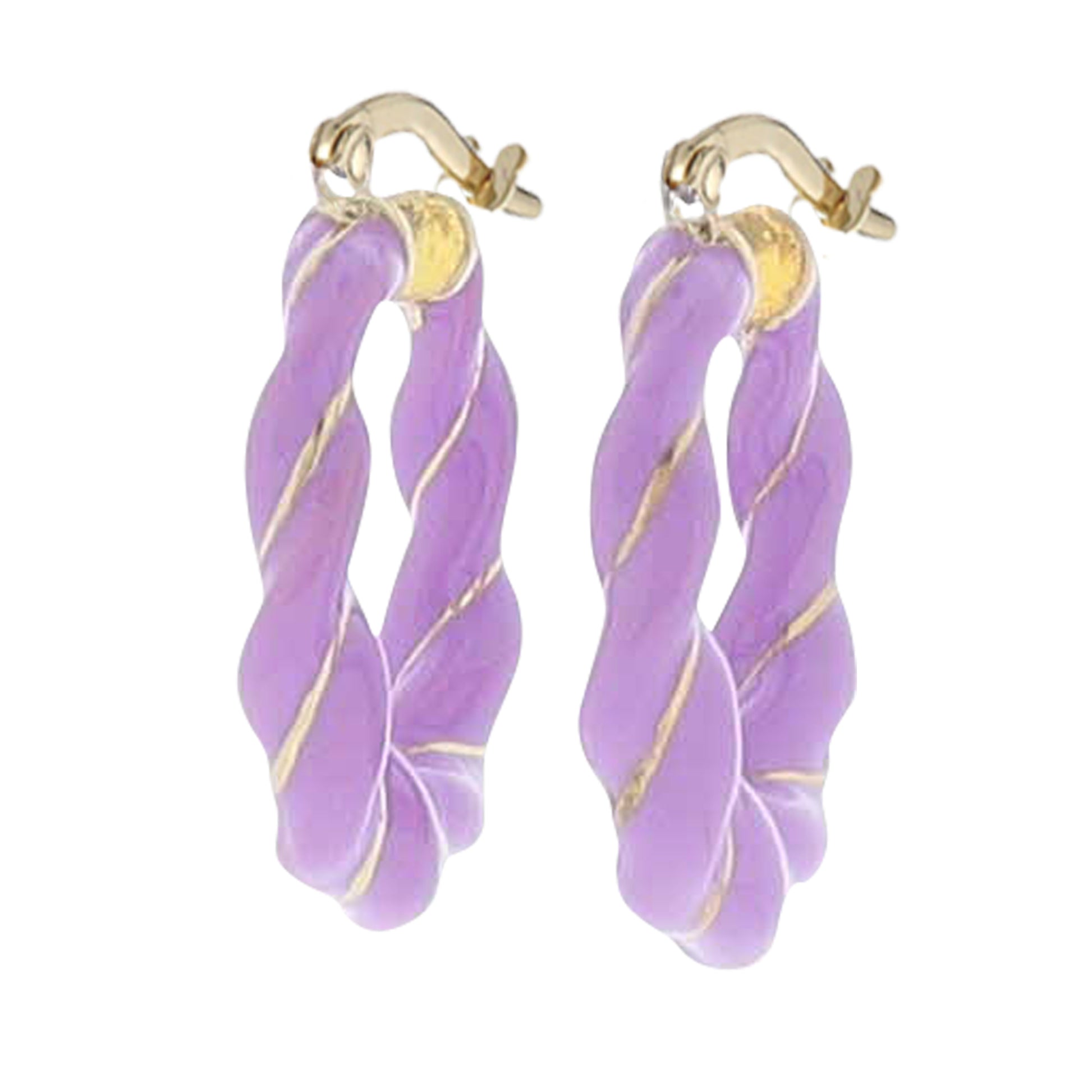Lavender Enamel Twisted Hoop Earring