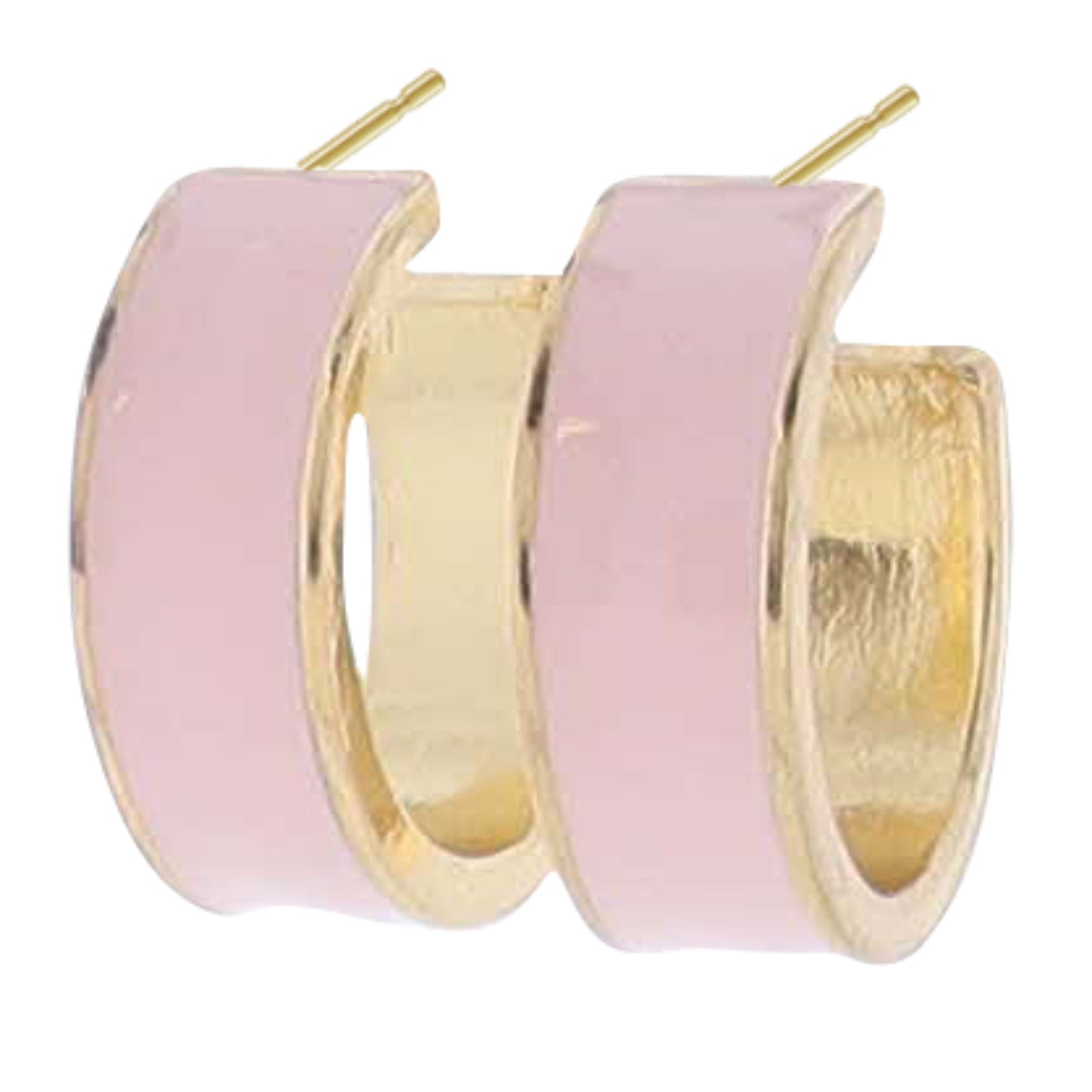 Light Pink Enamel Wide Hoop Earring