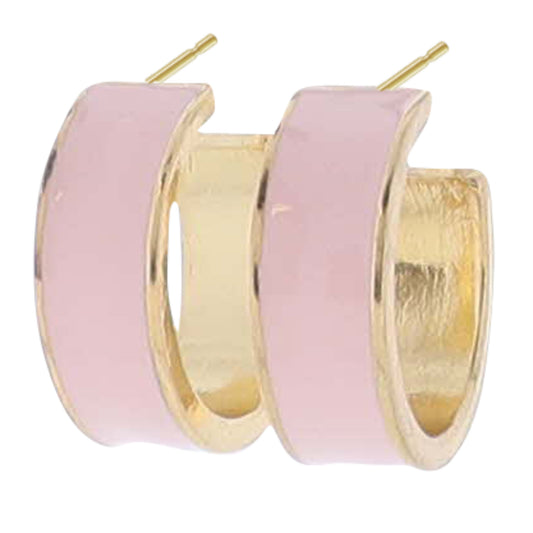 Light Pink Enamel Wide Hoop Earring