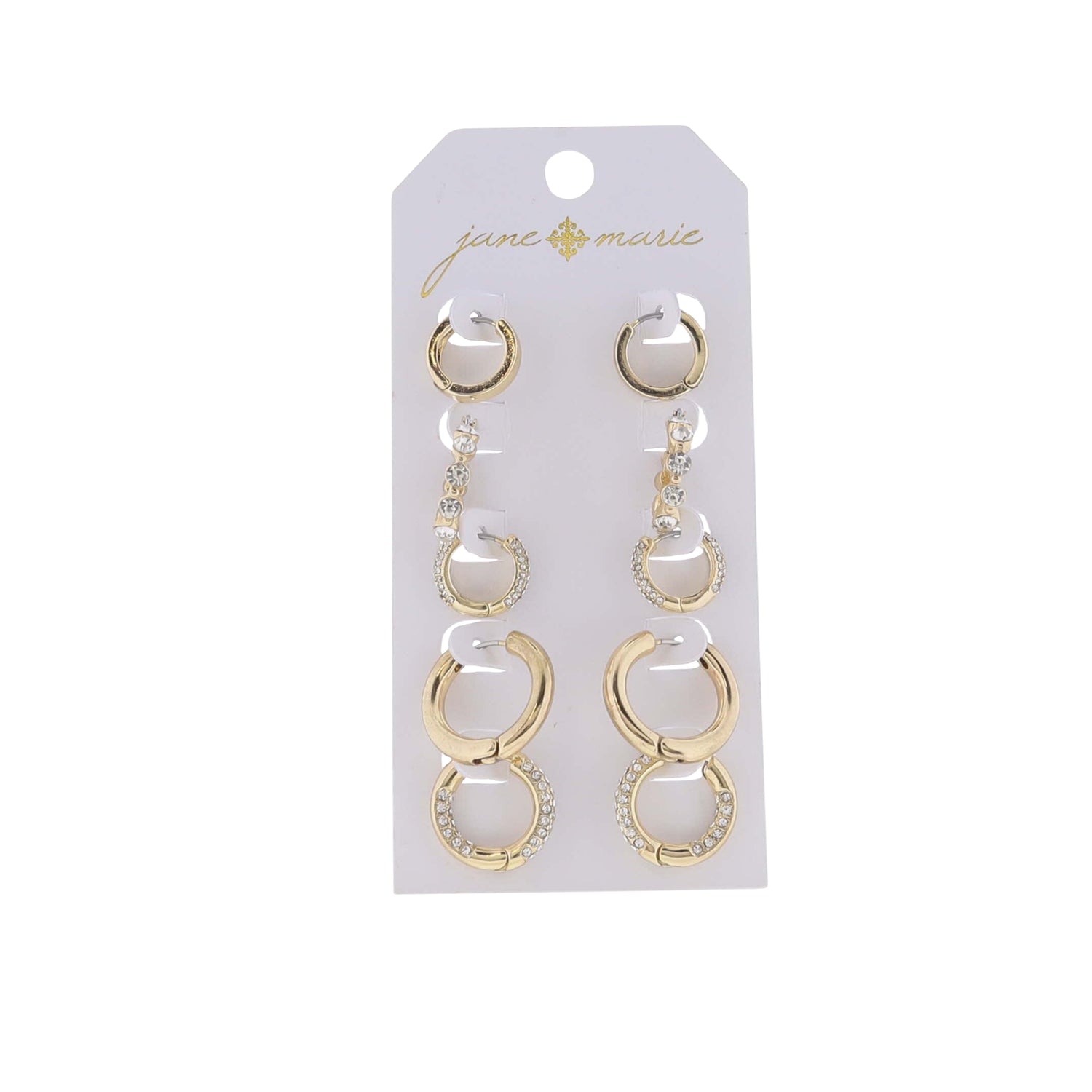 Set of 5, Gold Hoop Huggie, Crystal Hoop, Crystal Inay Hoop, Gold Hoop, Crystal Hoop Earring