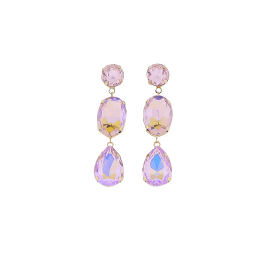 Pink Crystal Circle, Oval & Teardrop Earring