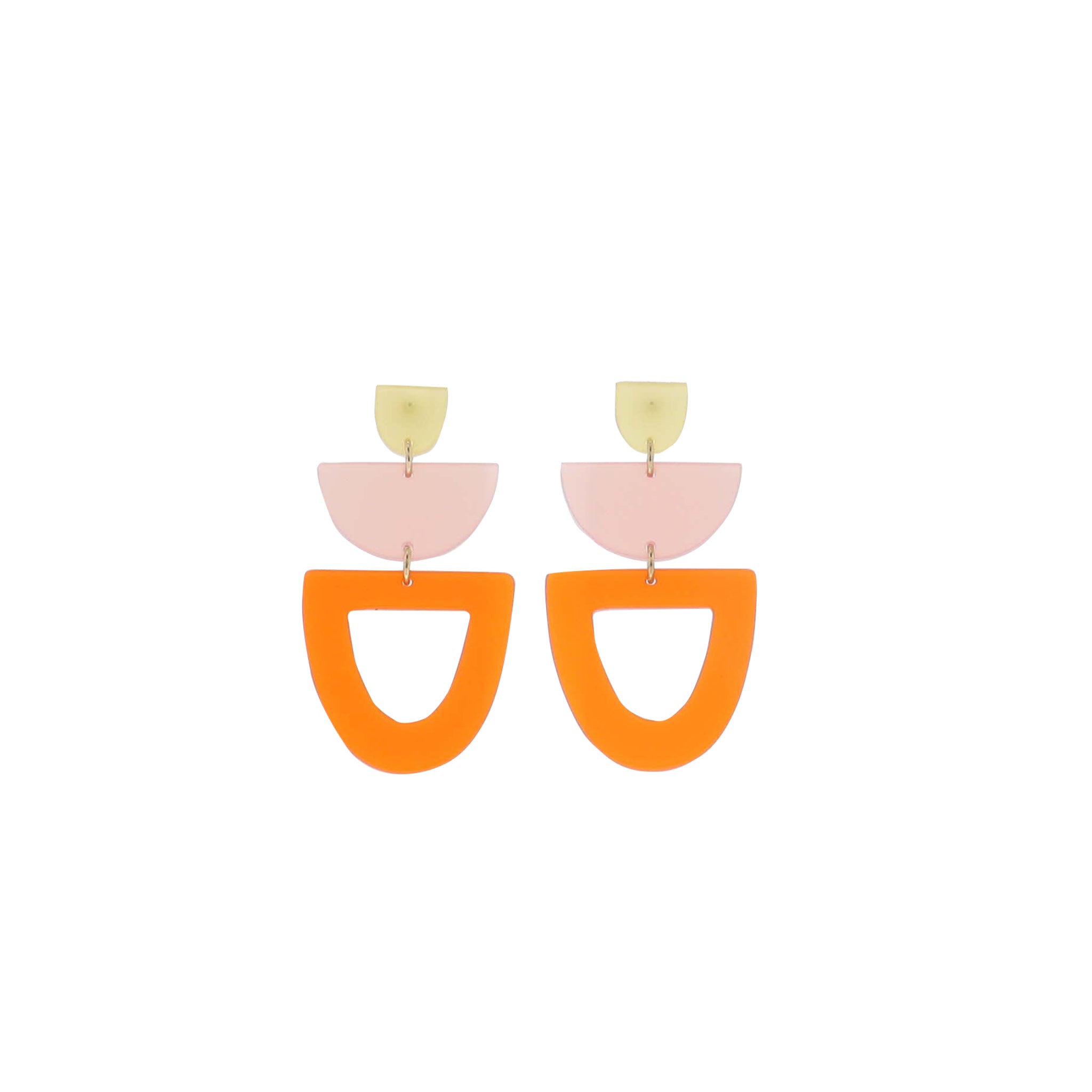 Yellow, Pink, Orange Acrylic Geometric Shapes Earring
