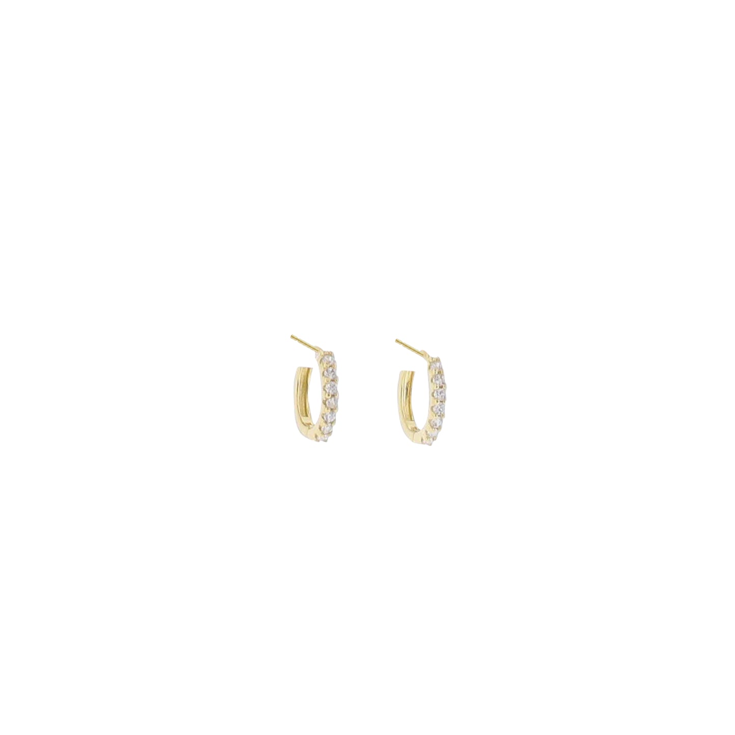 18K Gold Plated Hoop Huggie with Clear Crystal Inlay Earring