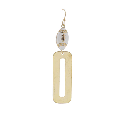 Build Your Players Team Number White Enamel Football with Number 0 Earring