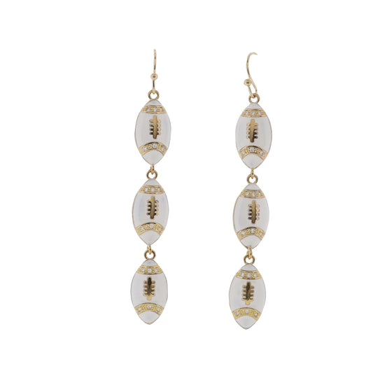 White Enamel Descending Footballs Earring